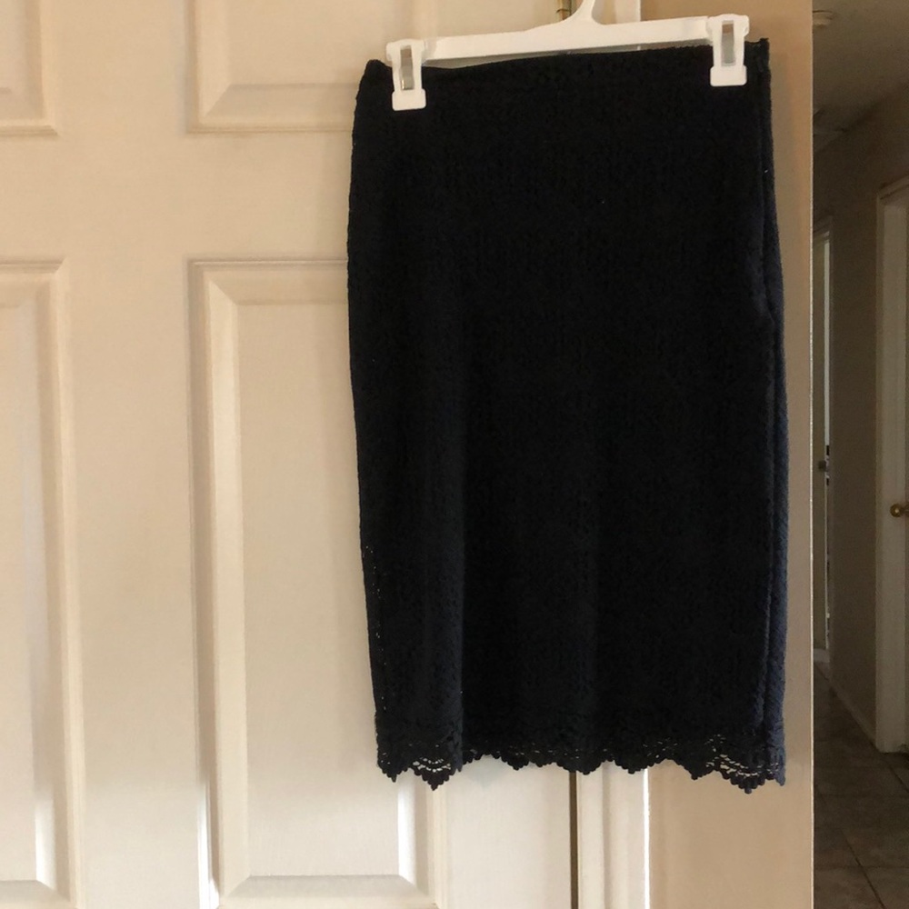 Black lace midi skirt